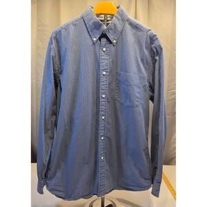 Tommy Hilfiger Mens L Blue Gingham Check Long Sleeve‎ Button Down Shirt Cotton